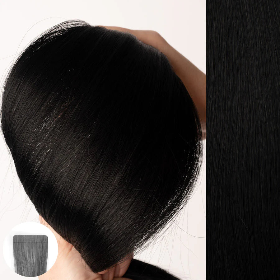 #1 Black - Straight Tape In Extensions | 22" | 10pcs | 32730 | AQUA Hair Extensions AQUA