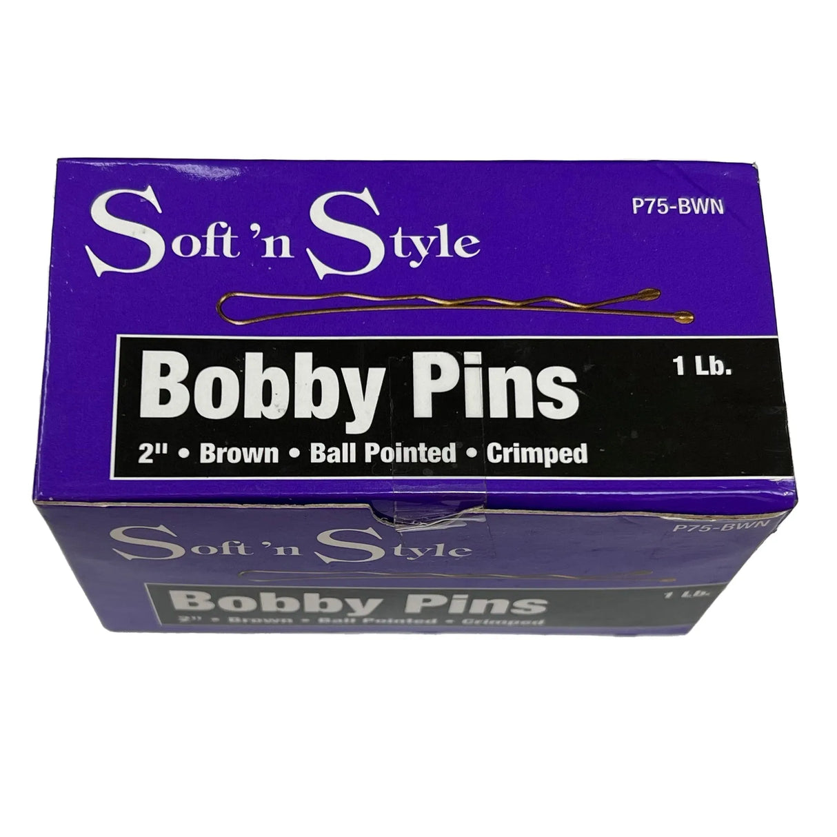 1 Lb. Bobby Pins | 2" | Ball Pointed | Crimped | SOFT N STYLE HAIR COLORING ACCESSORIES SOFT N STYLE Brown