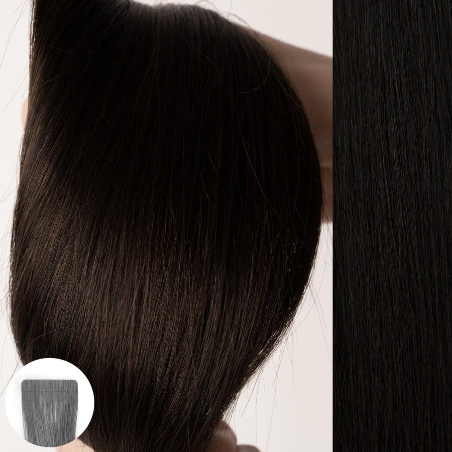#1B Soft Black - Straight Tape In Extensions | 22" | 10pcs | 32730 | AQUA Hair Extensions AQUA