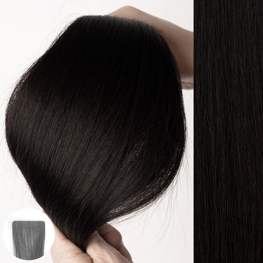 #1N Natural Black - Straight Tape In Extensions | 22" | 10pcs | 32737 | AQUA Hair Extensions AQUA