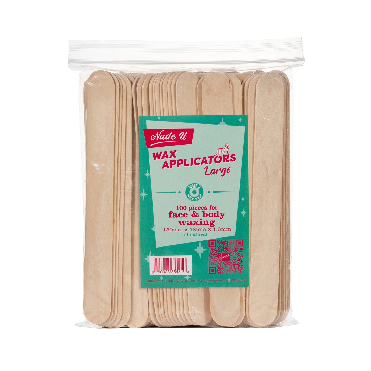 NudeU Large Wax Applicator - 100 Count