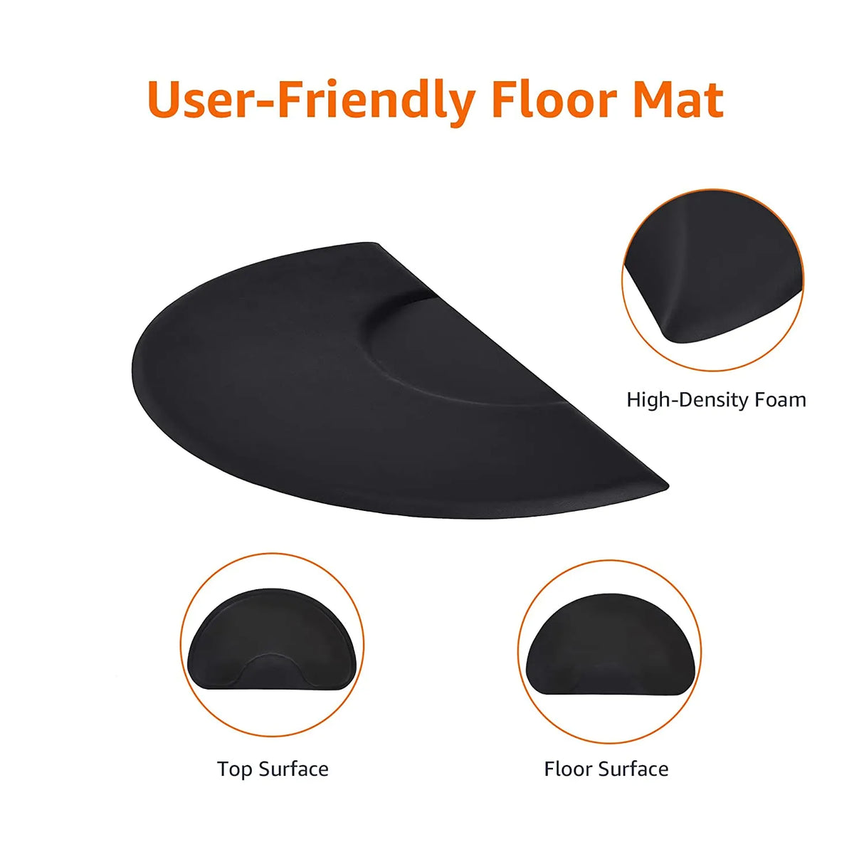 Anti-Fatigue Floor Mat | Black | Semi Circle | 7/8 in. Thick FLOOR MAT SSW