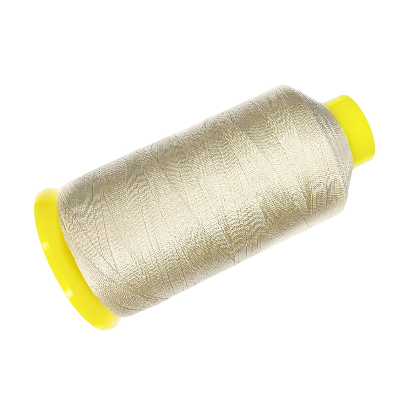 Spool of blonde thread with yellow ends on a white background