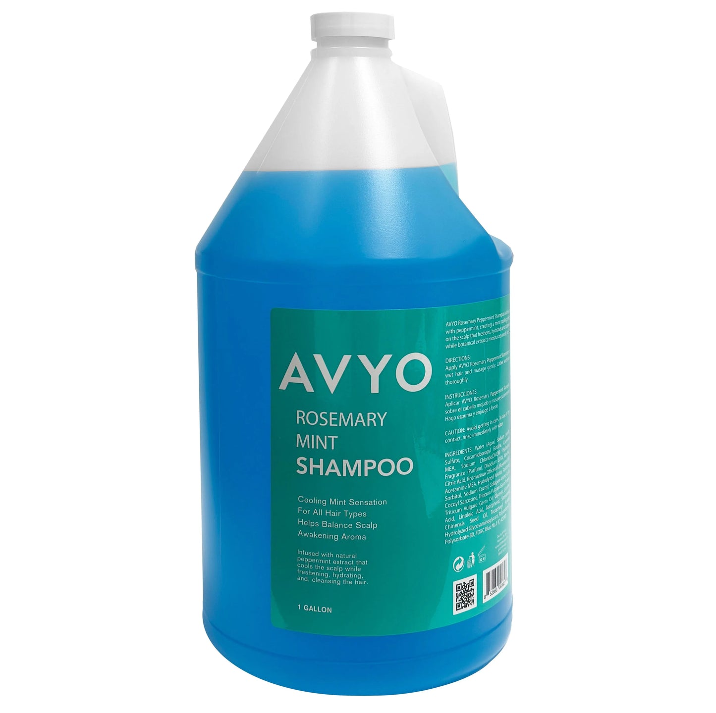 Image of the 1-gallon bottle of AVYO Rosemary Mint Shampoo.