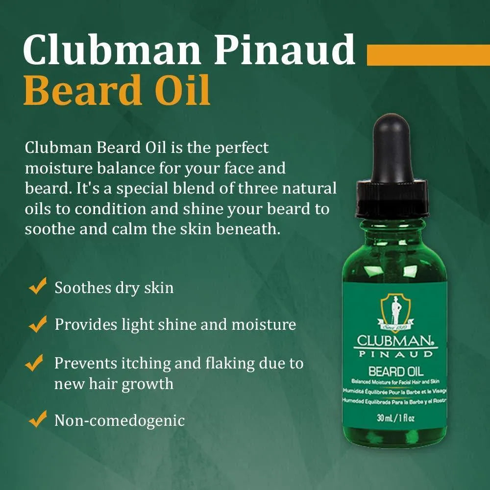 Beard Oil | Balanced Moisture for Facial Hair and Skin | CLUBMAN PERSONAL CARE CLUBMAN