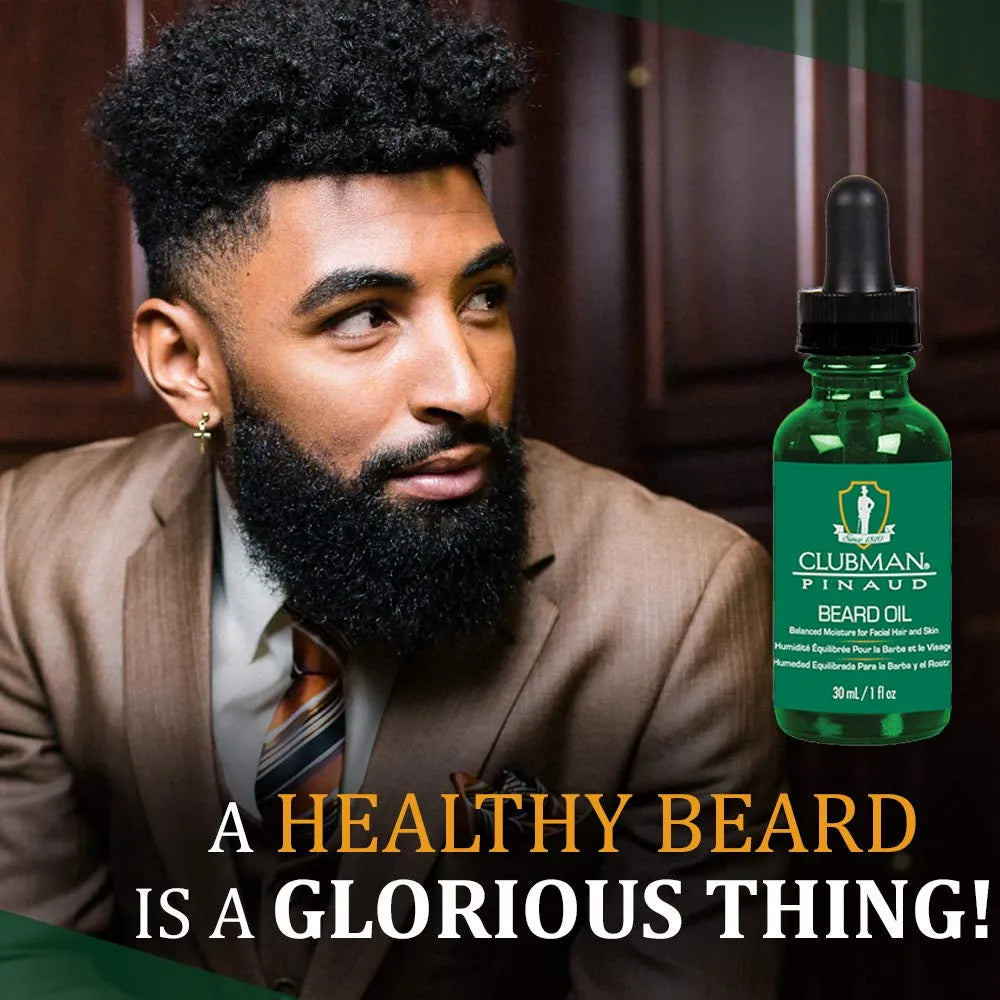 Beard Oil | Balanced Moisture for Facial Hair and Skin | CLUBMAN PERSONAL CARE CLUBMAN