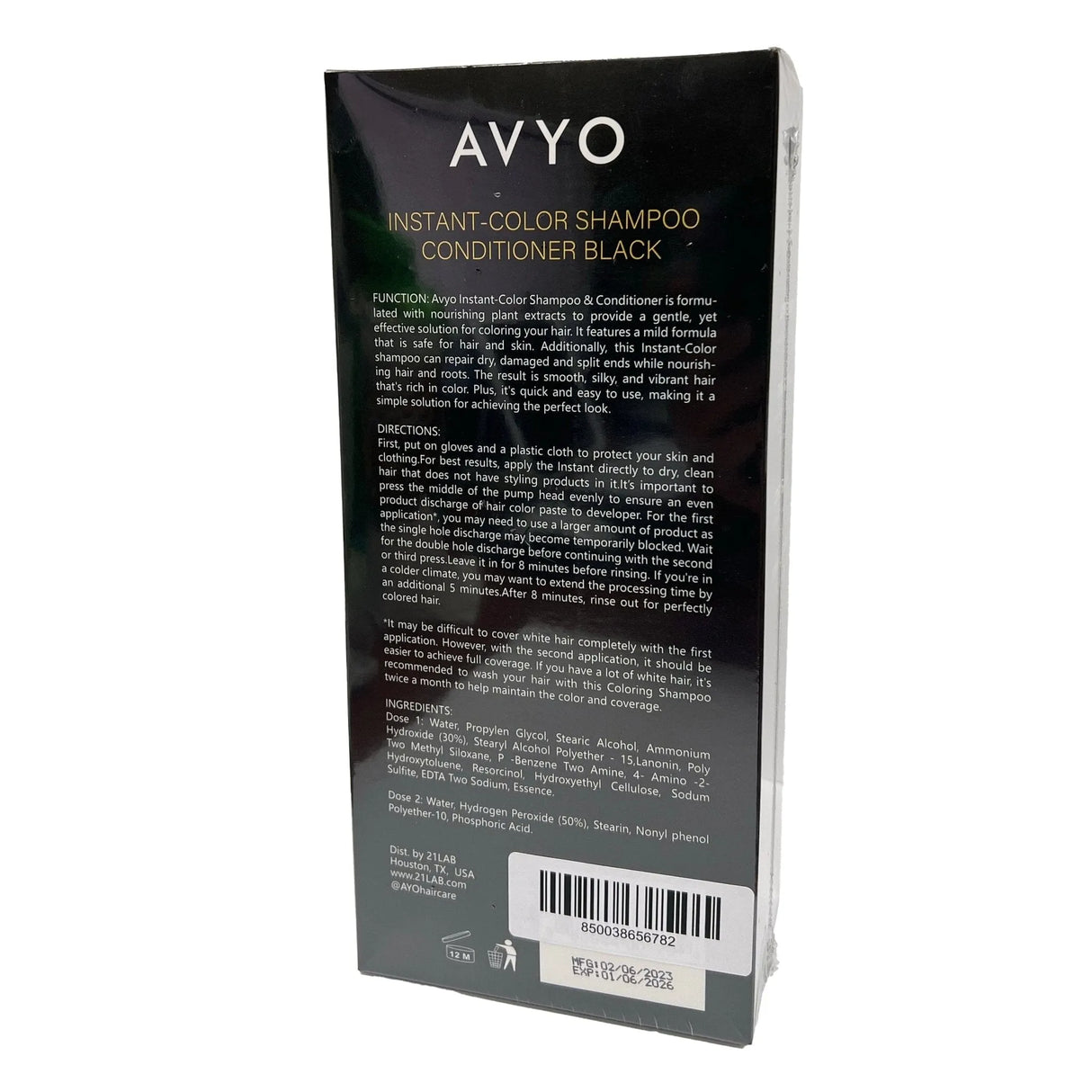 Black | Instant-Color Shampoo Conditioner | 4 in 1 | 420 mL | AVYO SHAMPOO AVYO