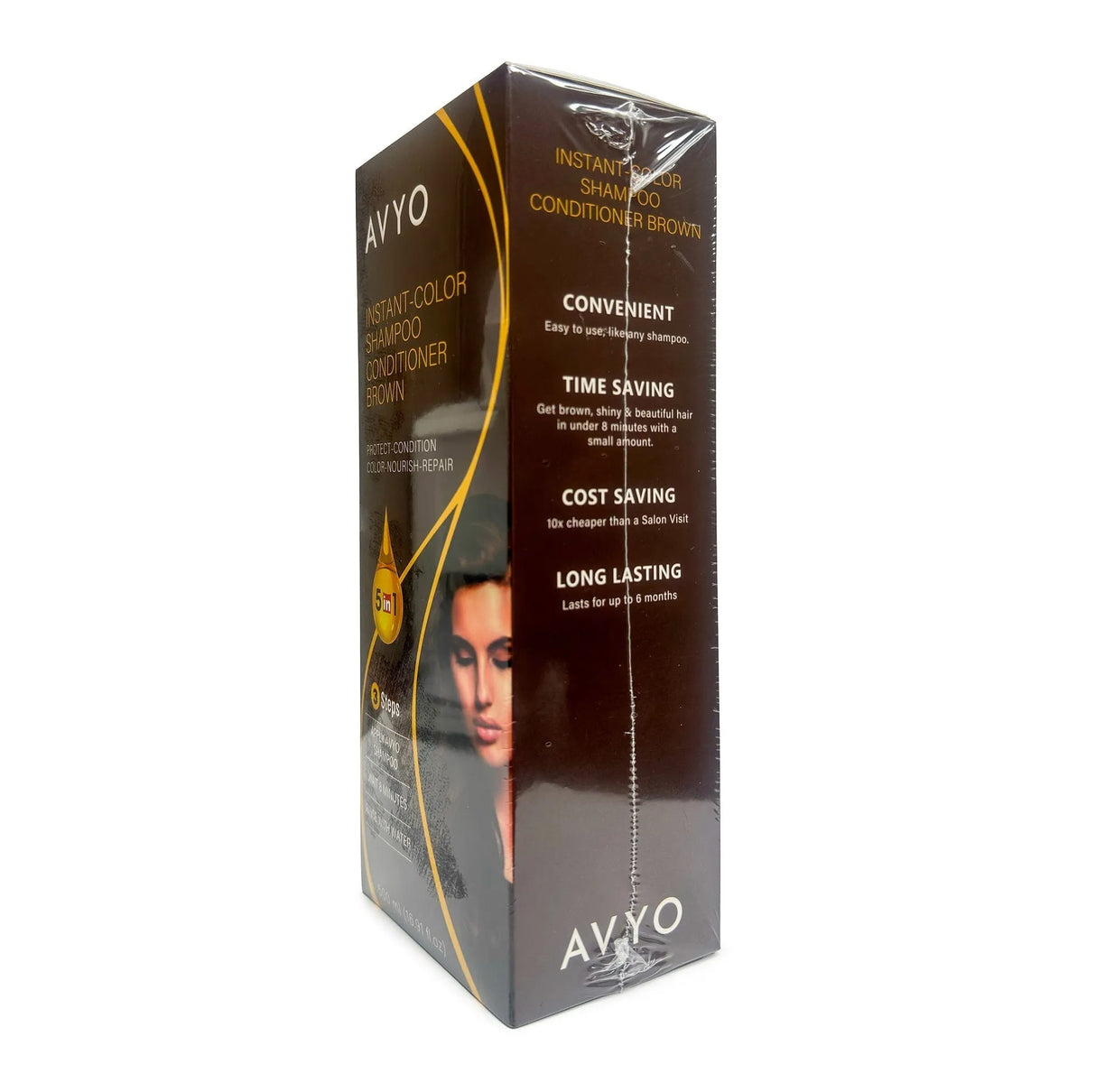 Brown | Instant-Color Shampoo Conditioner | 5 in 1 | 500 mL - 16.91 fl.oz. | AVYO SHAMPOO AVYO