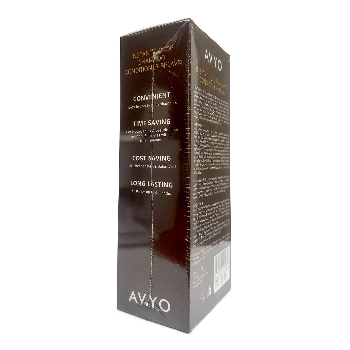 Brown | Instant-Color Shampoo Conditioner | 5 in 1 | 500 mL - 16.91 fl.oz. | AVYO SHAMPOO AVYO