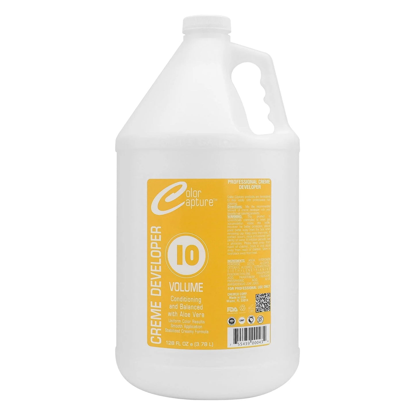 Image of the 1-gallon bottle of Color Capture 10 Volume Cream Developer.