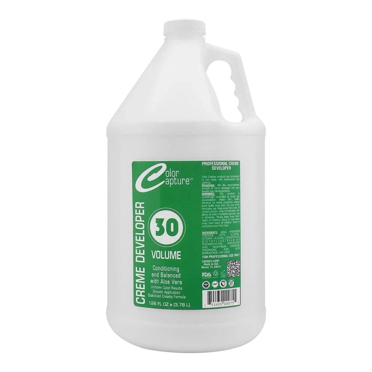 Image of the 1 gallon bottle of Color Capture 30 Volume Cream Developer.