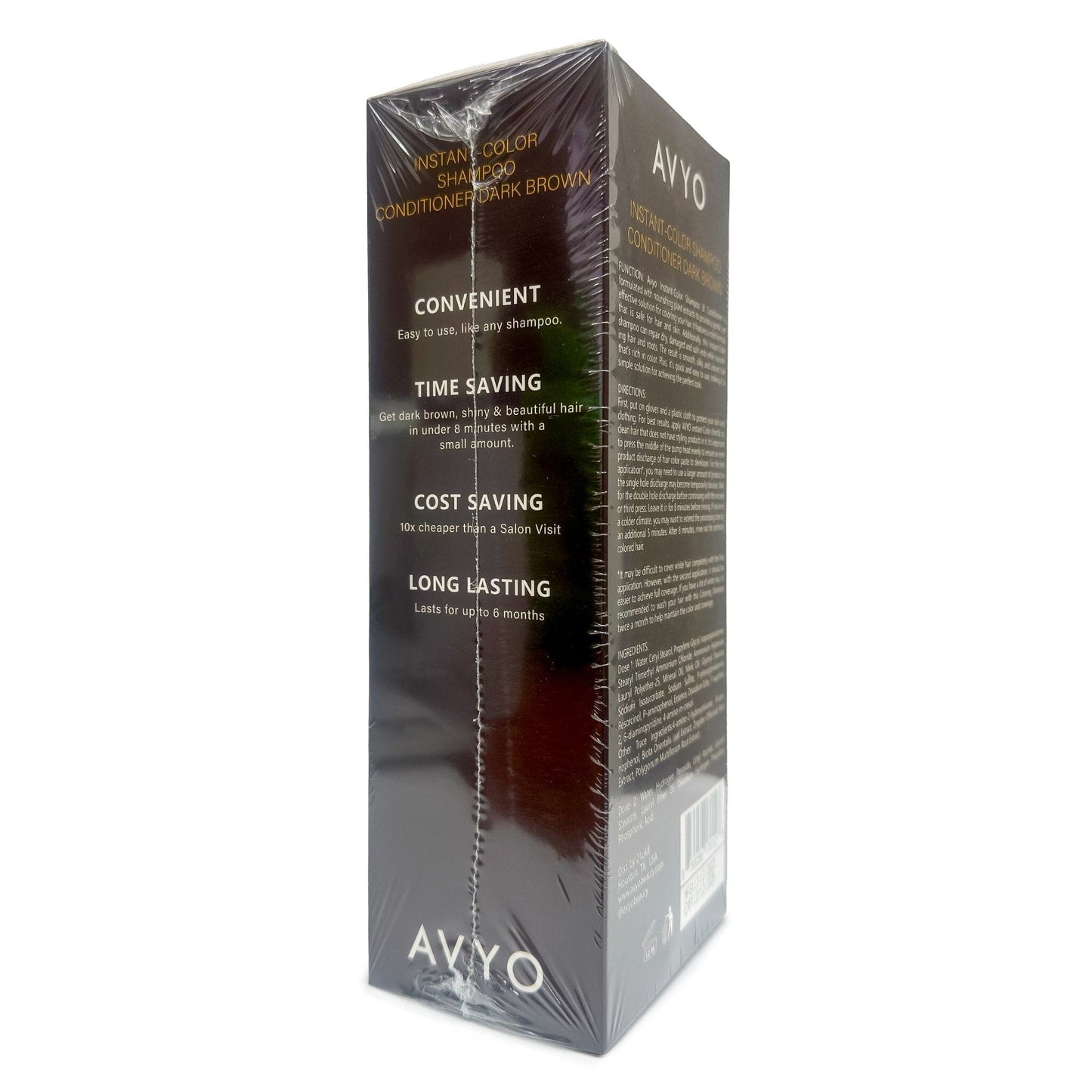 Dark Brown | Instant-Color Shampoo Conditioner | 5 in 1 | 500 mL - 16.91 fl.oz. | AVYO SHAMPOO AVYO