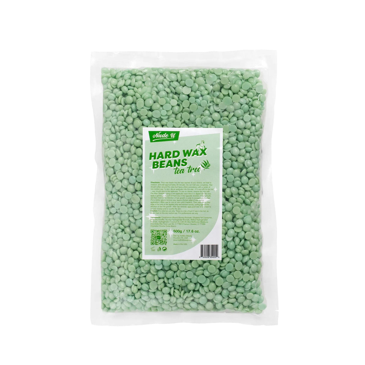 Hard Wax Beans | Tea Tree | NUDE U Waxing Kits & Supplies NUDE U 17.6oz / 500g