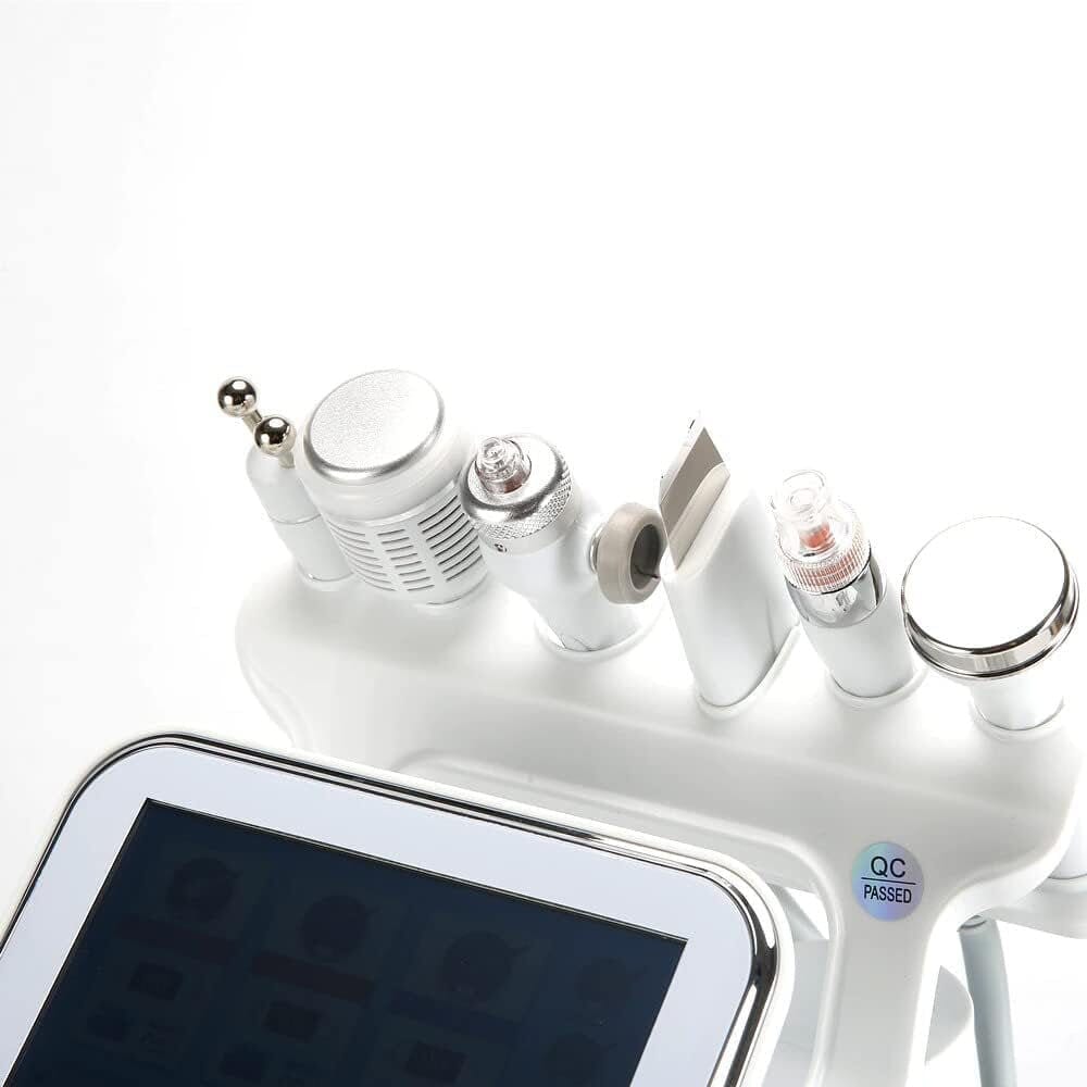 Close-up view of the various handpieces included with the SSW Hydrafacial Machine for diverse facial treatments.