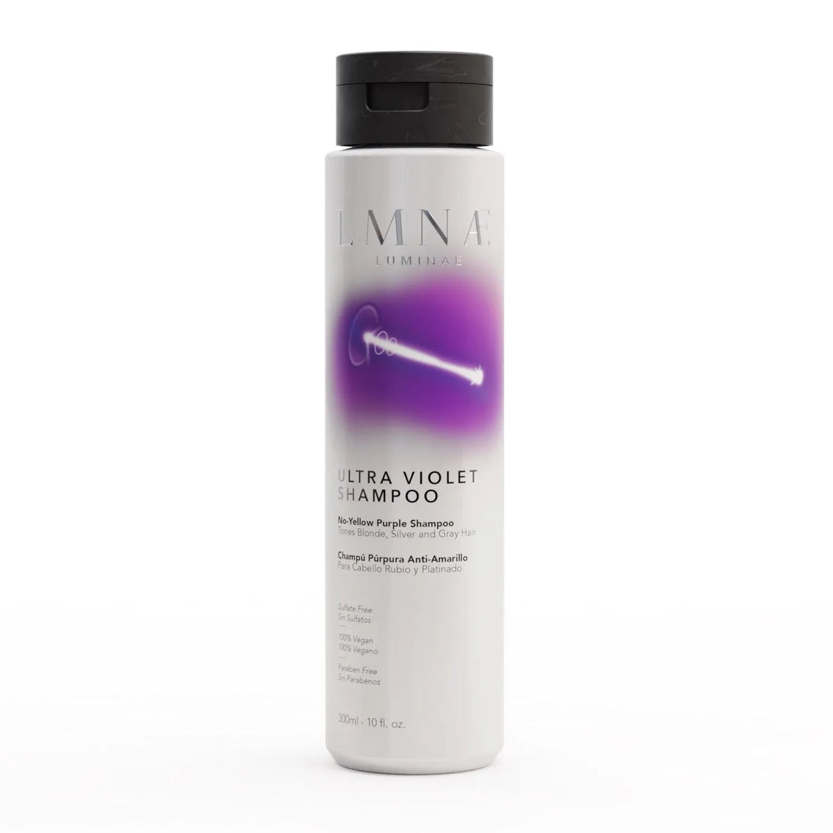 Image of the 300 milliliter bottle of LUMINAE Ultra Violet Shampoo.