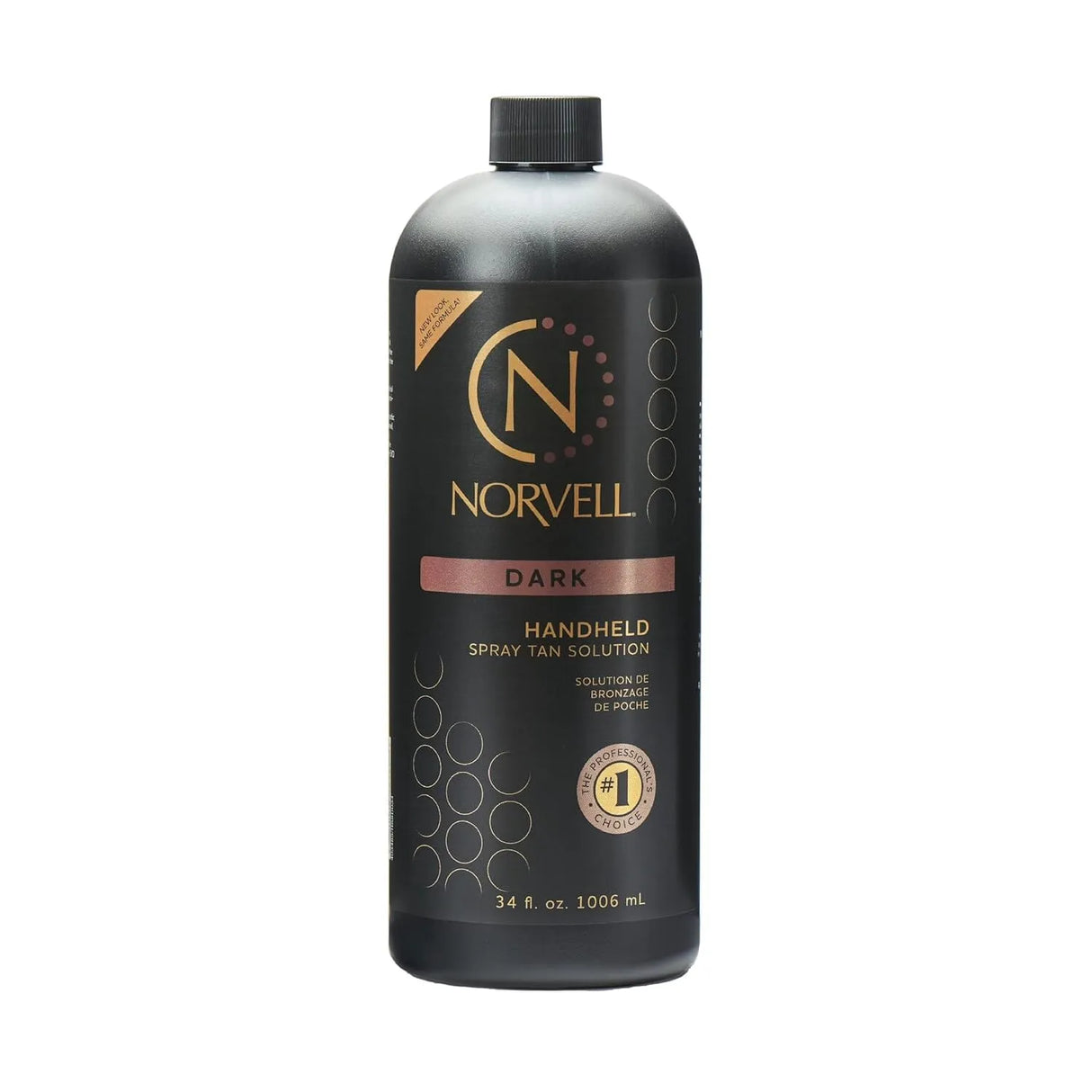 Image of the 34 fluid ounce Norvell Dark Handheld Spray Tan Solution bottle.