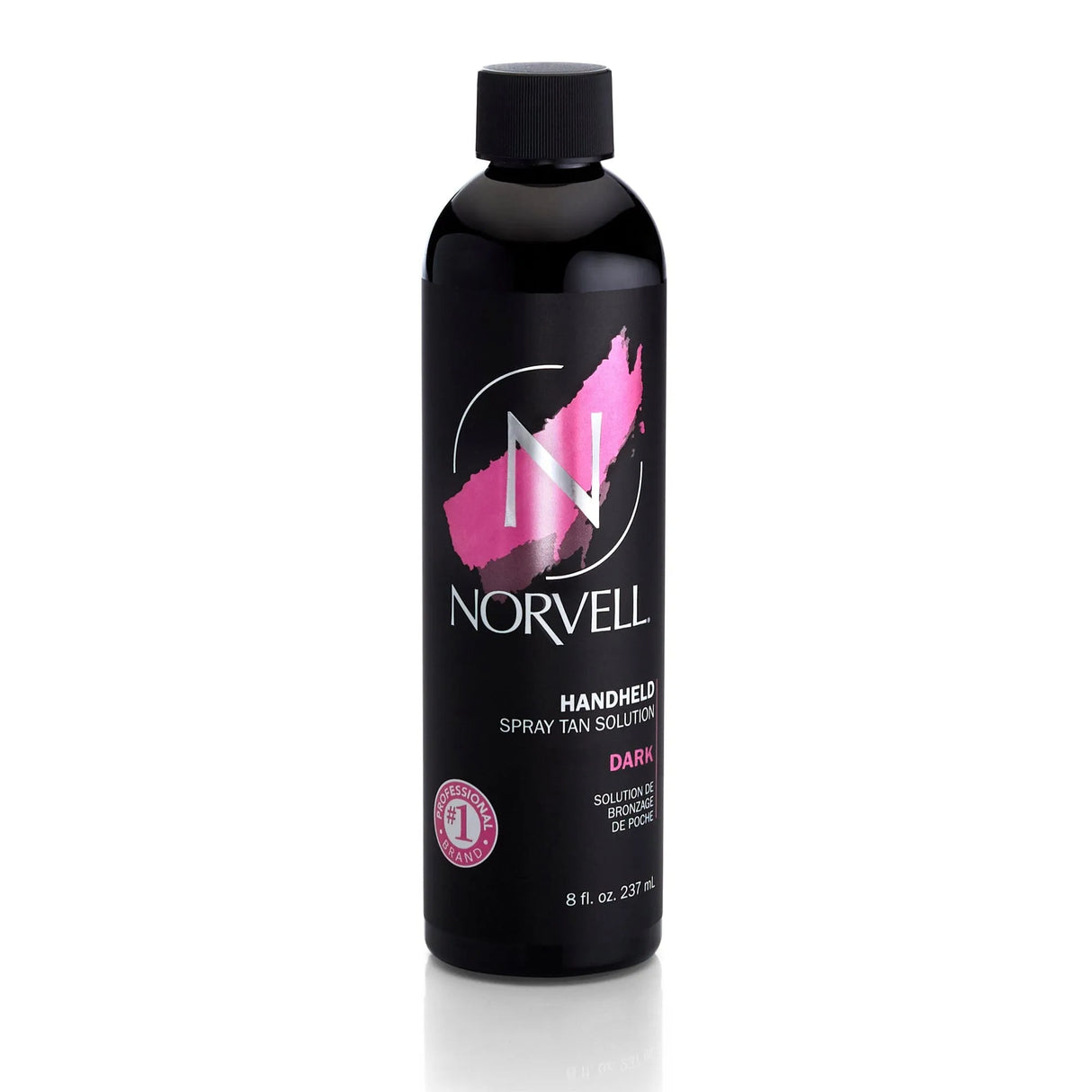 Image of the 8 fluid ounce Norvell Dark Handheld Spray Tan Solution bottle.