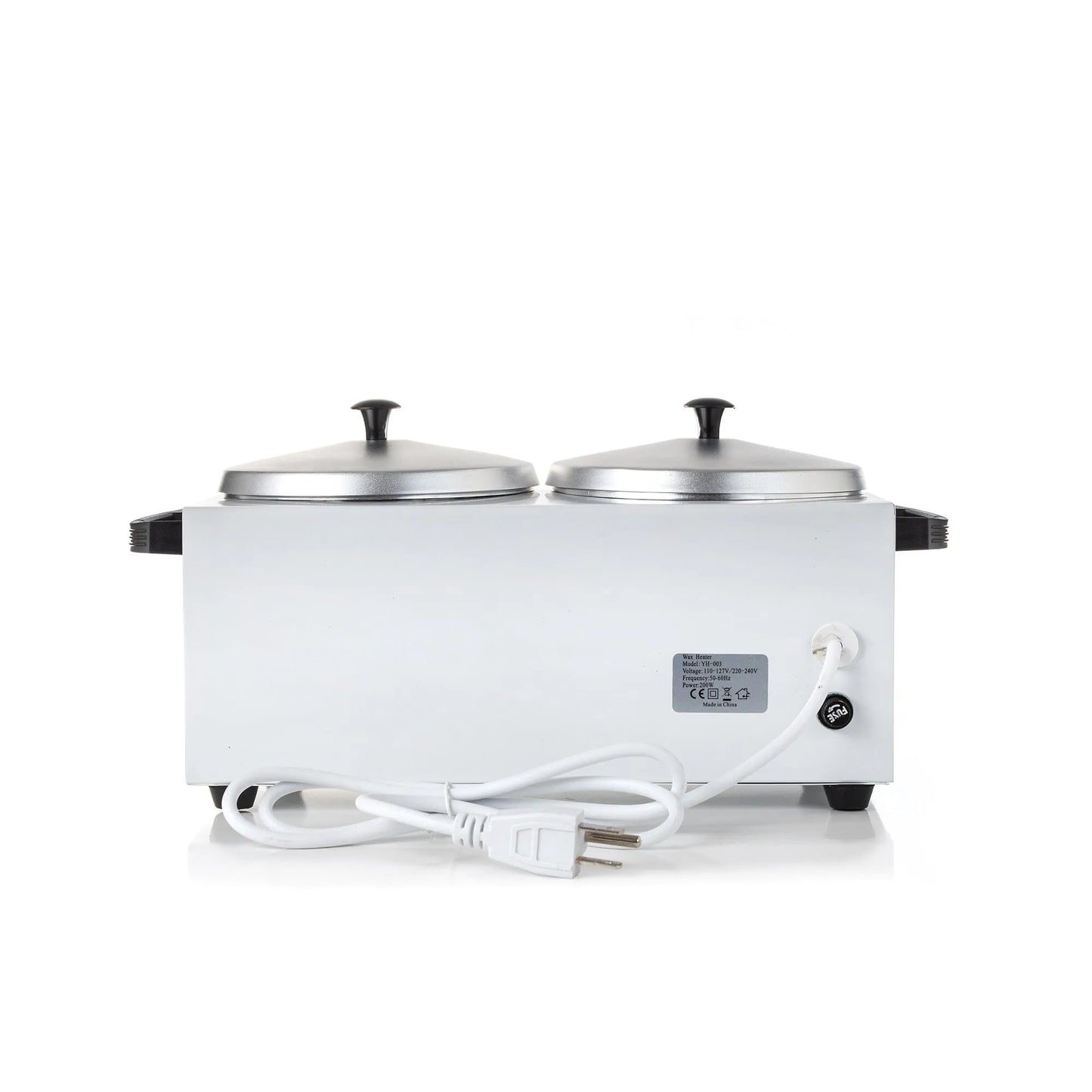 Rear view of the NudeU Professional Double Pot Wax Warmer.
