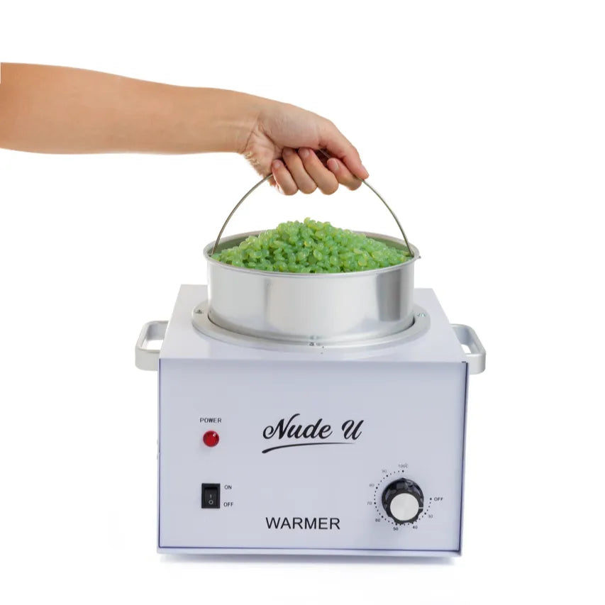 Lifestyle image of the NudeU Professional XL Wax Warmer.