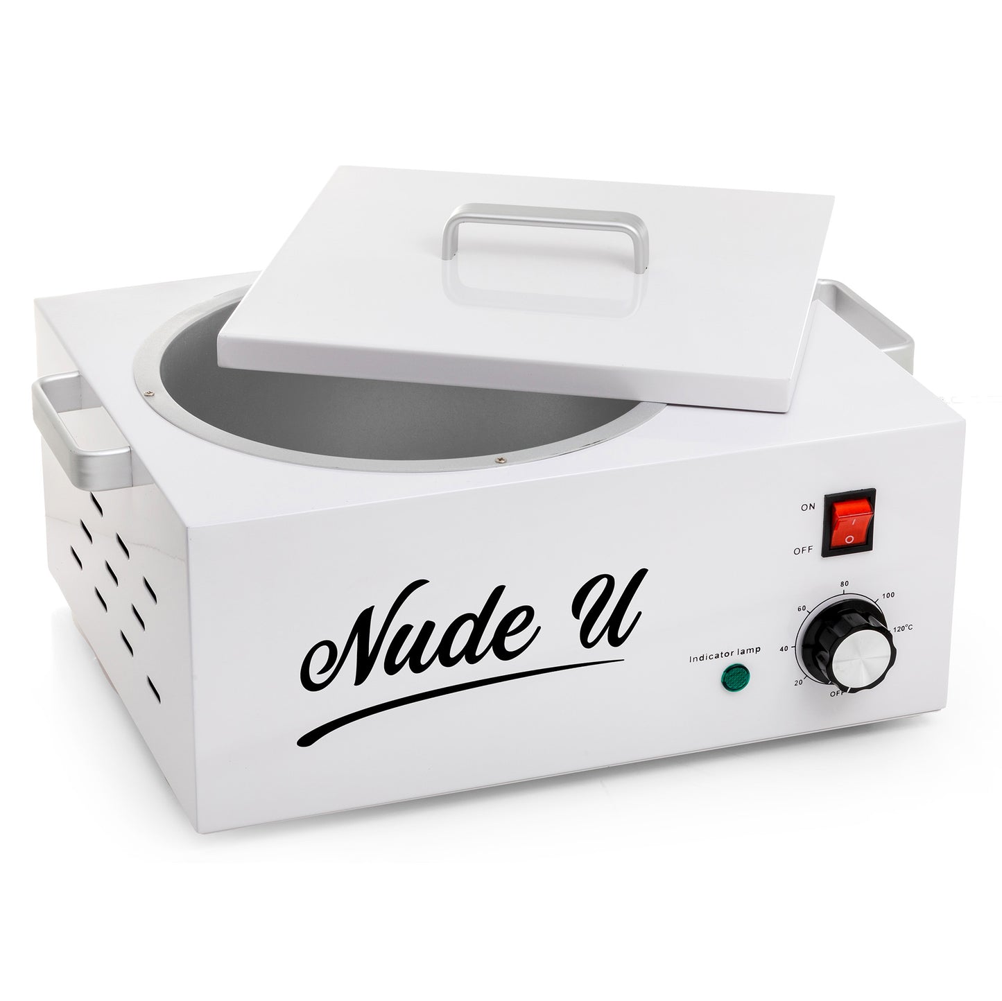 Side view of the NudeU Professional XXL Wax Warmer.