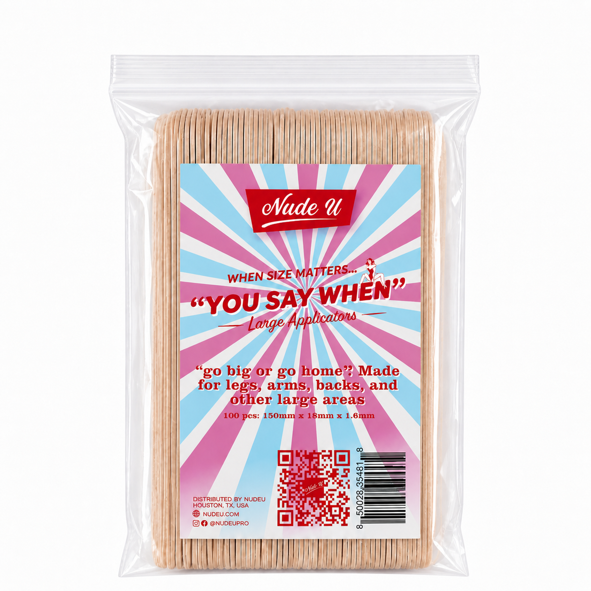 Main image of the 100-count NudeU "You Say When" Large Wax Applicators