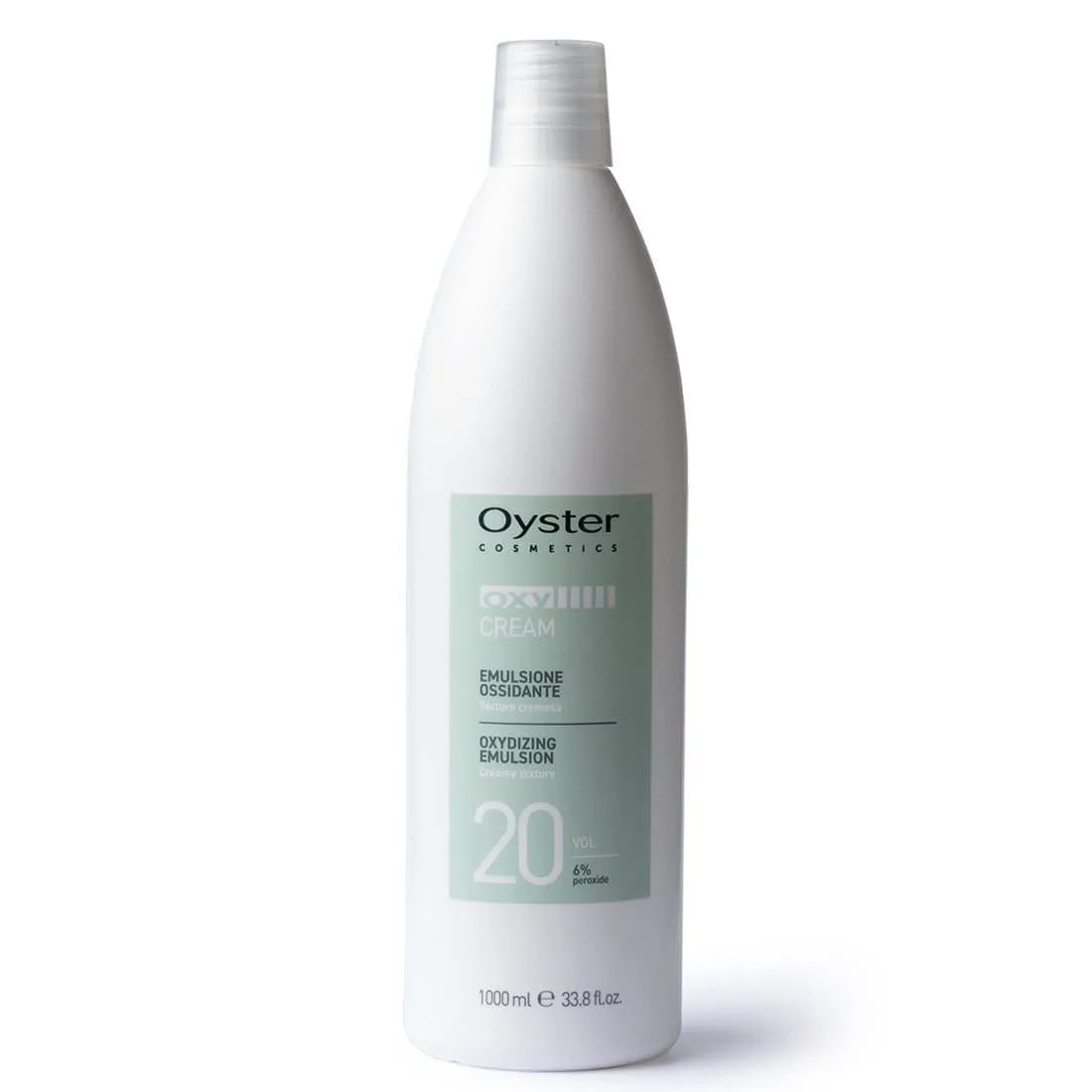 Main image of Oyster Oxy Cream Developer 20 Vol. 6% Peroxide Oxidizing Emulsion 1000 milliliter bottle.