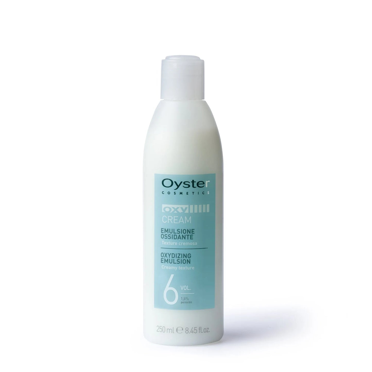Main image of Oyster Oxy Cream Developer 6 Vol. 1.8% Peroxide Oxidizing Emulsion 250 milliliter bottle. |