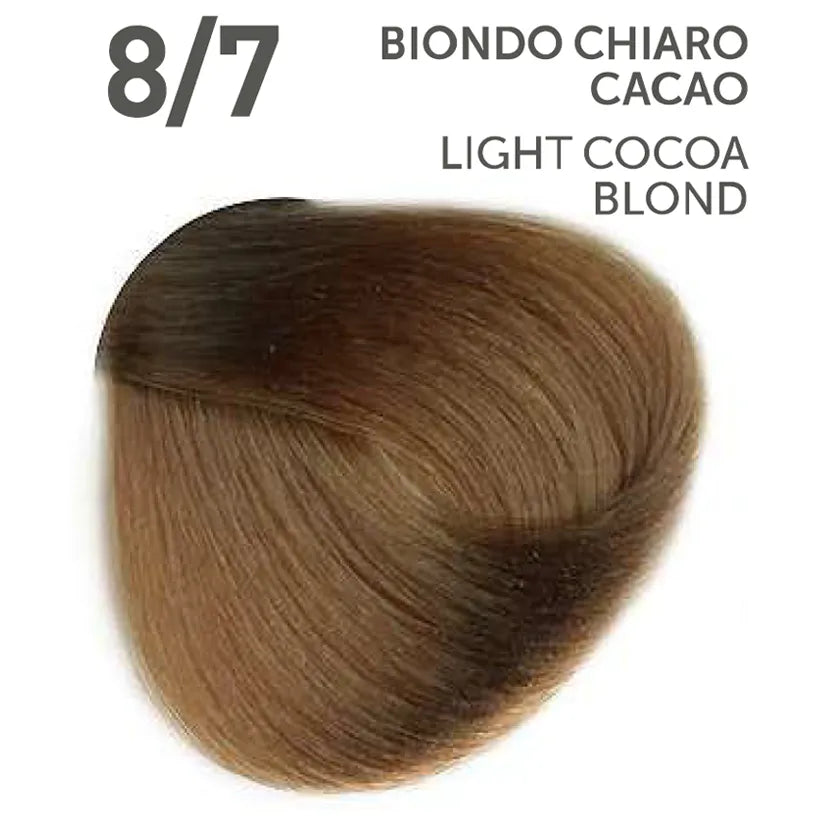 Perlacolor No Ammonia 8/7 Light Cocoa Blond Professional Hair Color 100 ml - permanent hair dye for salon use.