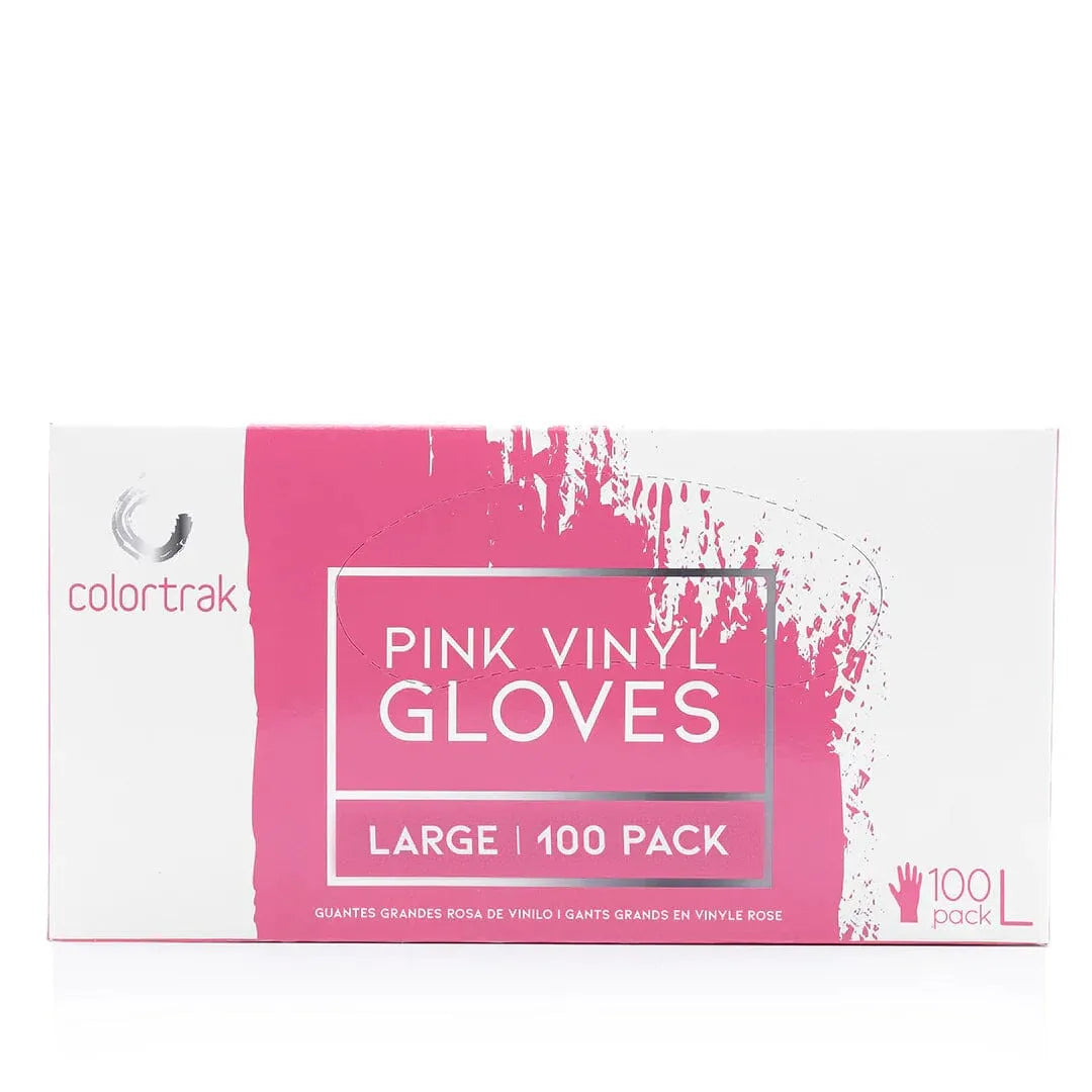 Pink Vinyl Gloves | 100 Pack | COLORTRAK Foil COLORTRAK Large