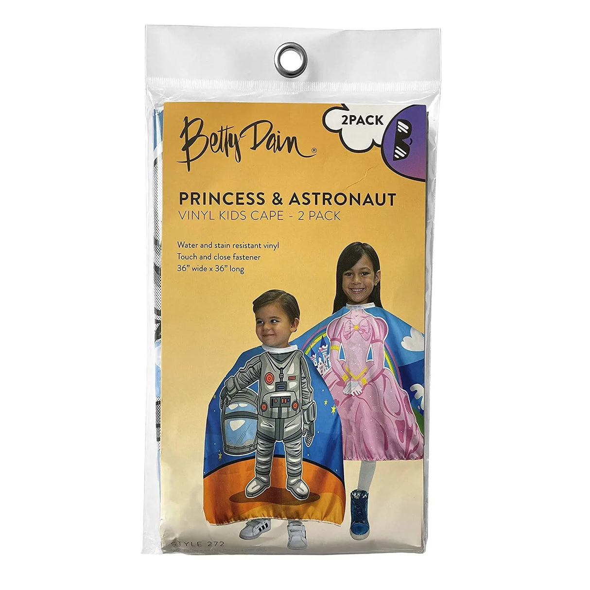 Princess & Astronaut Vinyl Kid's Capes | 2 Pack | STYLR 272 | BETTY DAIN HAIR COLORING ACCESSORIES BETTY DAIN