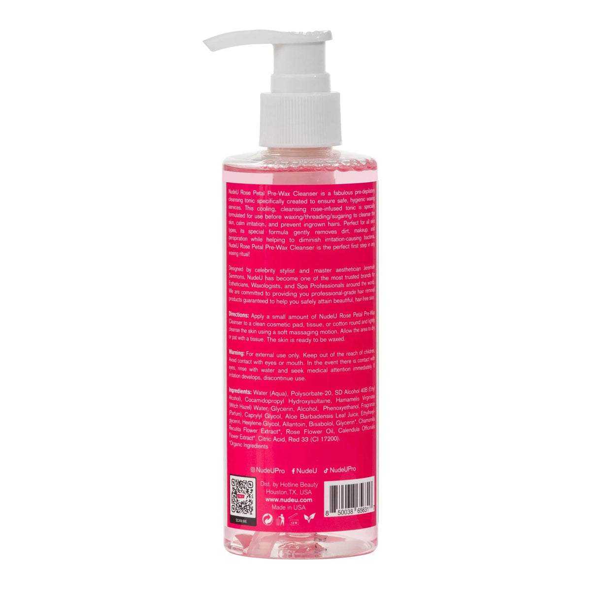 Rose Petal Cleanser | Post-Wax | 8.45 fl.oz. | NUDE U WAXING KITS & SUPPLIES NUDE U