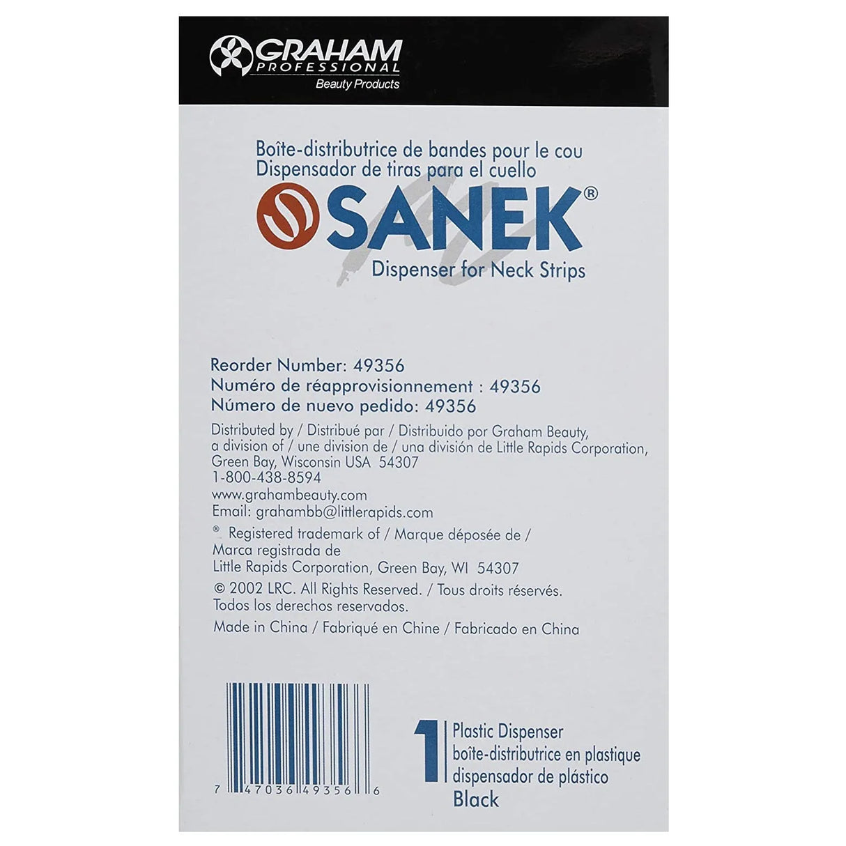 Sanek Dispenser for Neck Strips | 1 Count | GRAHAM BEAUTY Towels GRAHAM BEAUTY