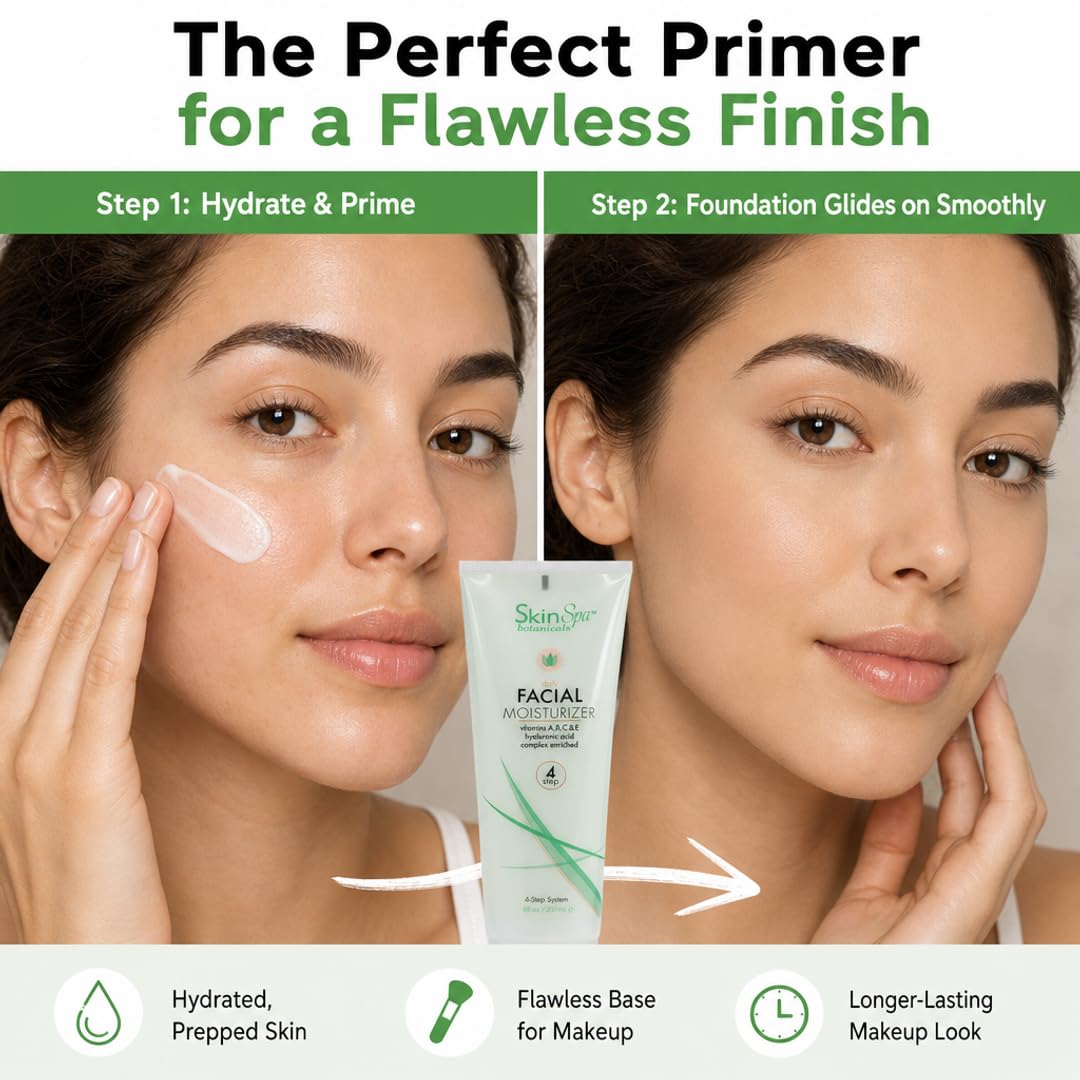 Images shows the features of the Step 4 Skin Spa Daily Moisturizer