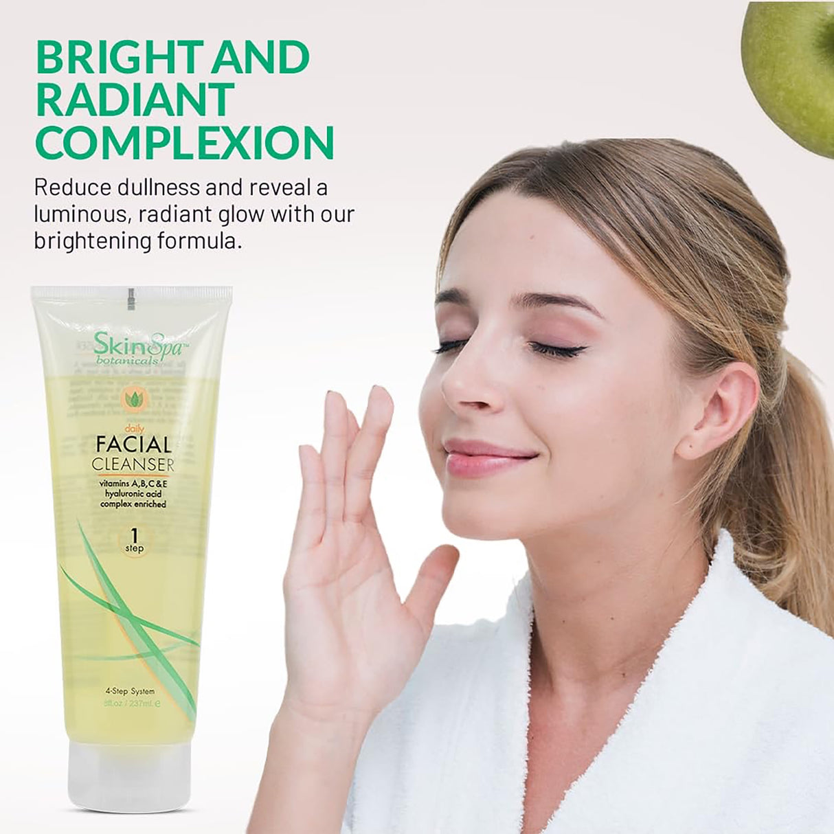 The image shows the features of the Skin Spa Daily Facial Cleanser.