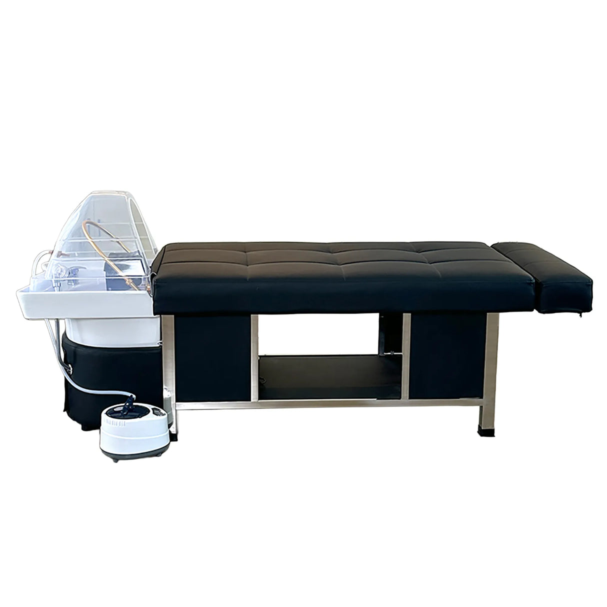 Profile view of the black SSW 611-1D Fresh Water Japanese Head Spa Massage Bed