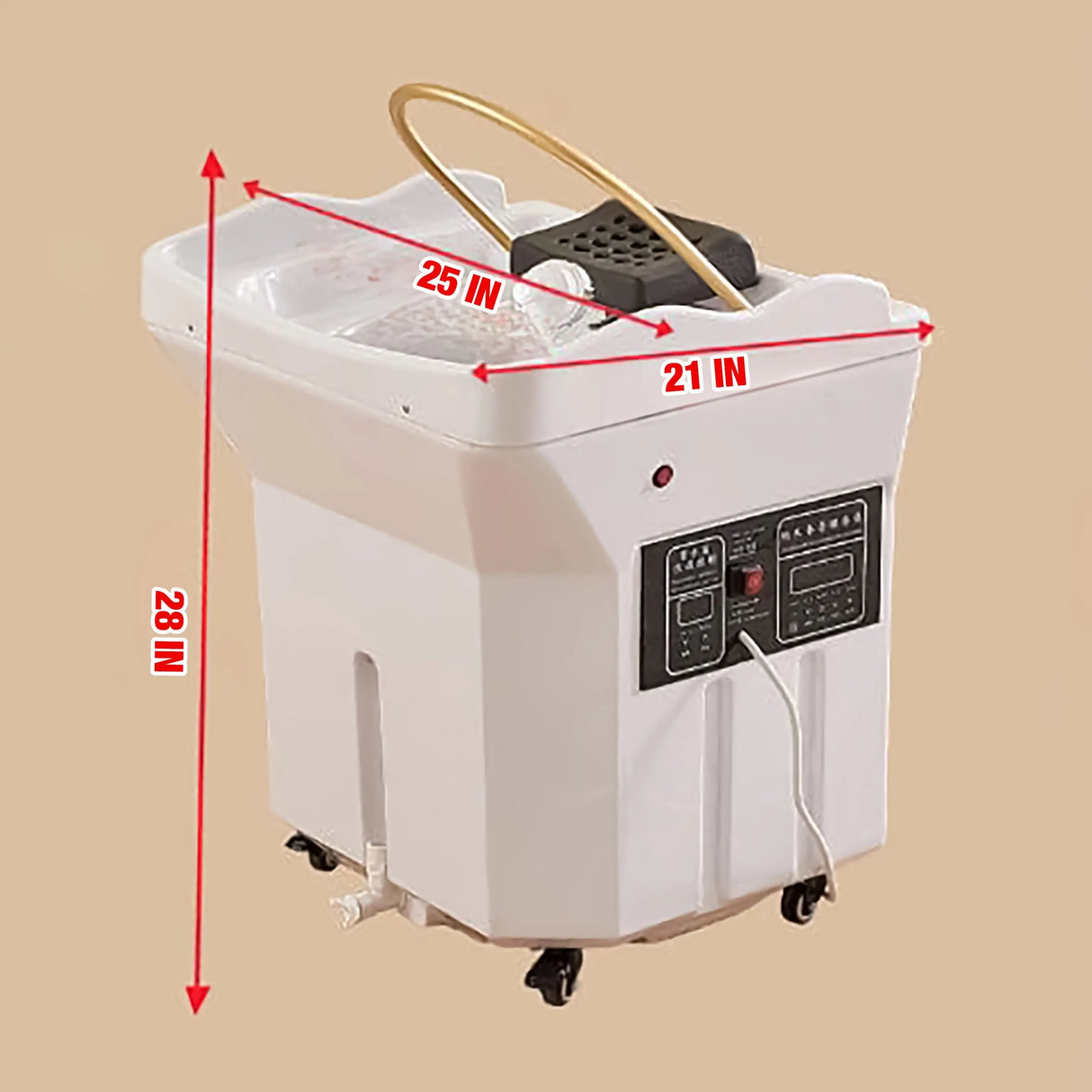 Dimensions of the SSW 6114P Portable Japanese Head Spa Shampoo Bowl.