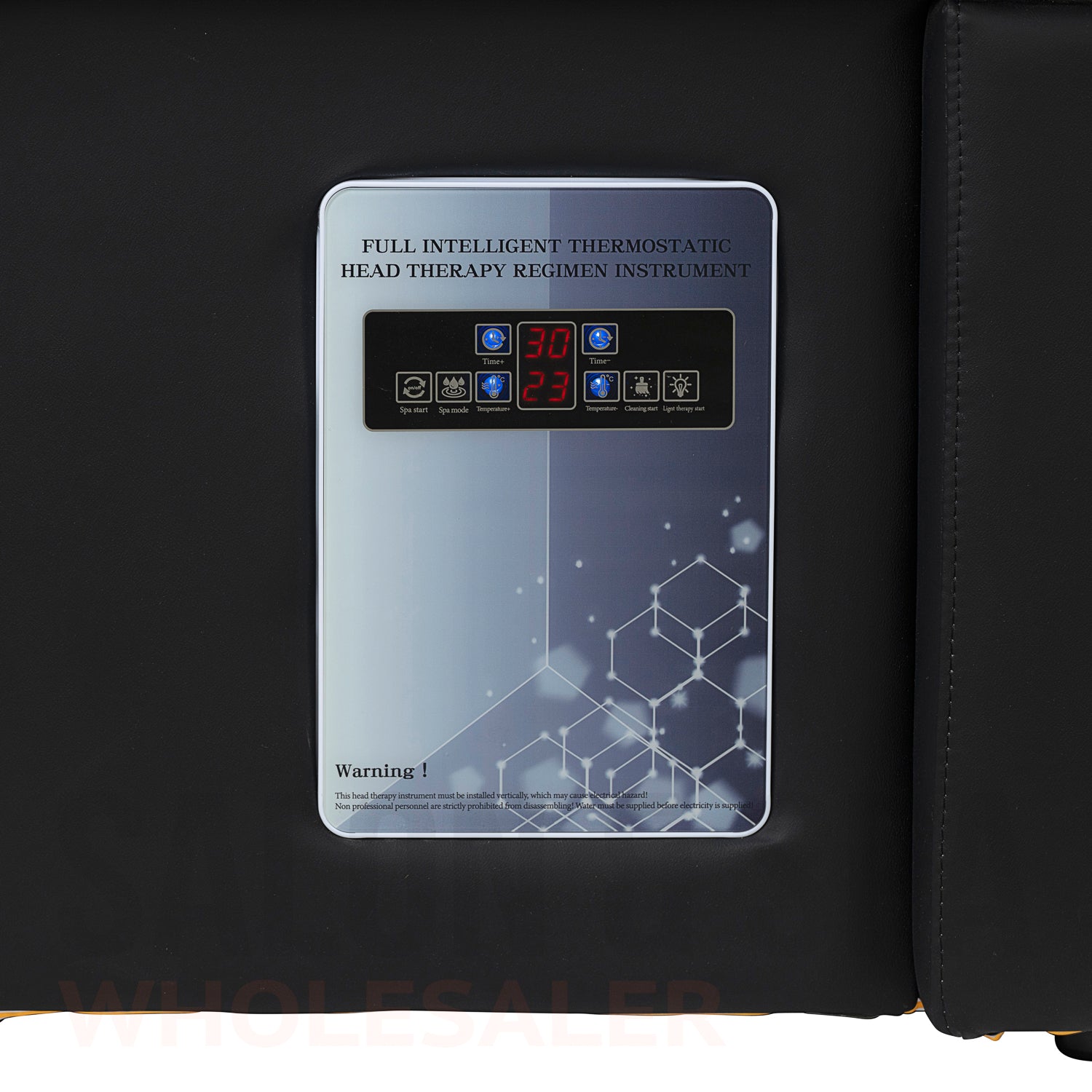 Detail image of the control panel on the SSW 631 Japanese Head Spa Massage Bed.