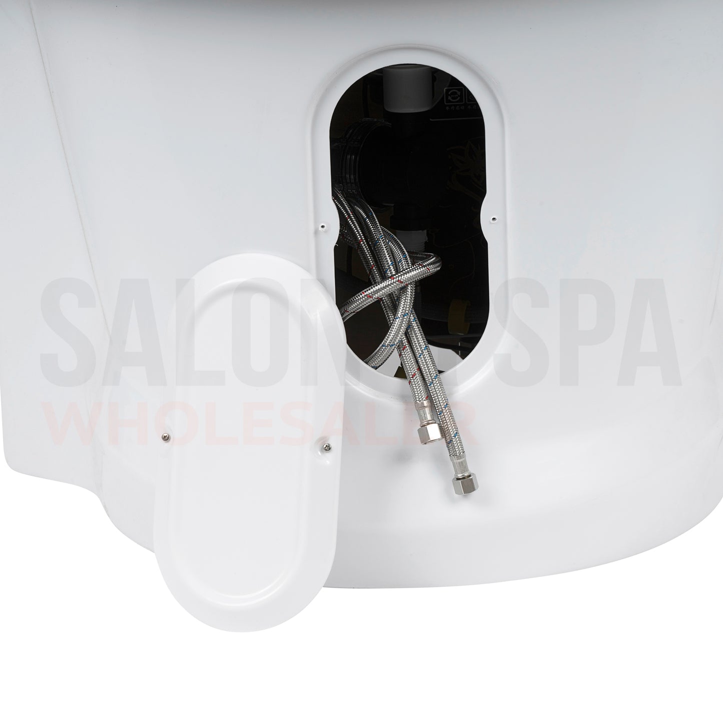 Water hook-ups on the SSW A029 Japanese Head Spa Massage Bed.
