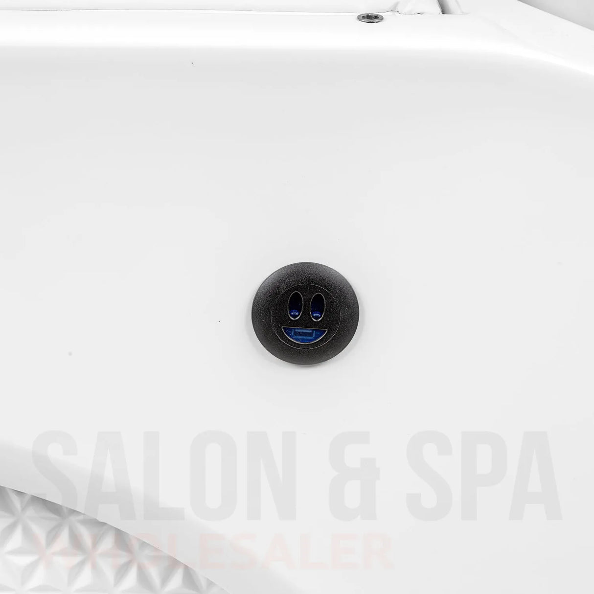 Detail image of the USB port on the light cream SSW A035 Japanese Head Spa Massage Bed.