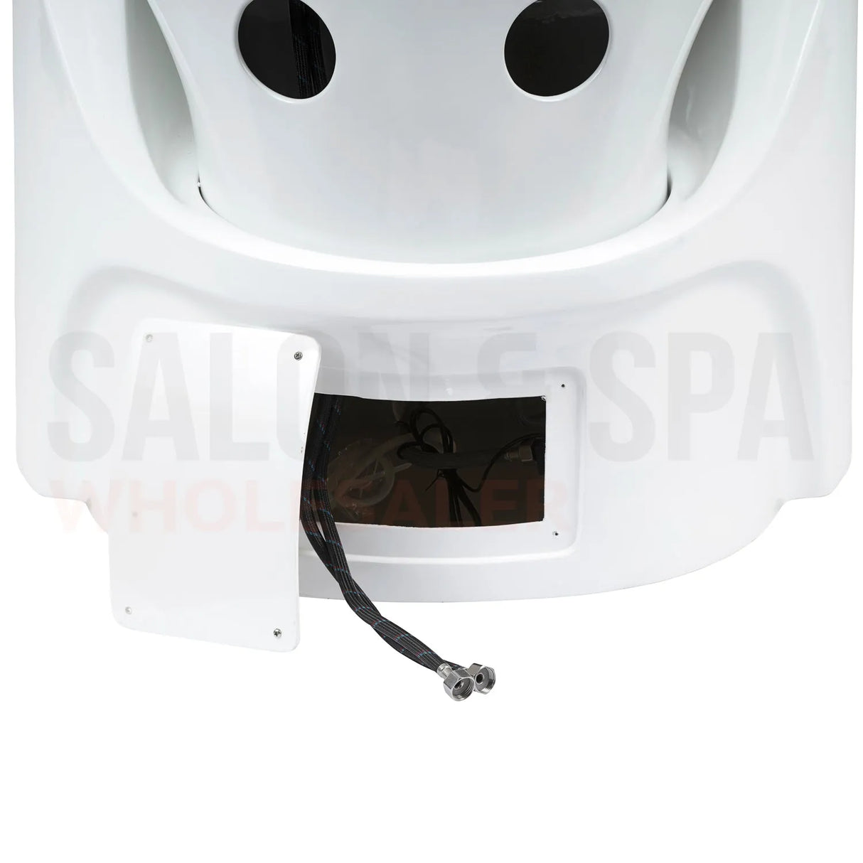 Water hook-ups on the SSW A035 Japanese Head Spa Massage Bed.