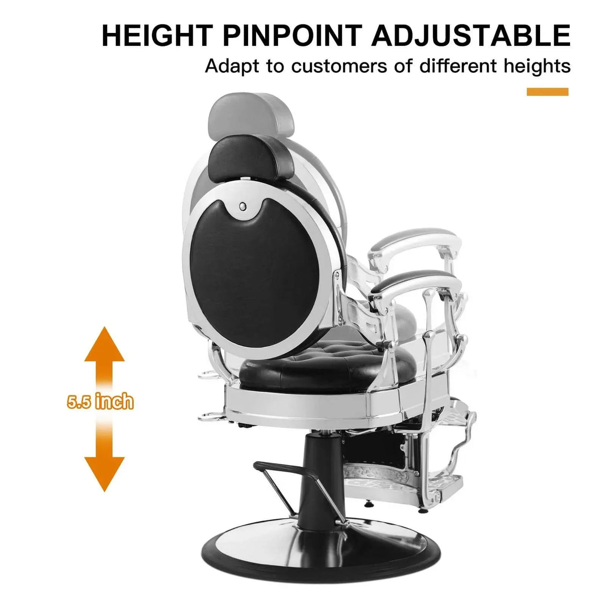 Image showing the SSW LT896A Vintage Style Barber Chair's adjustable height.
