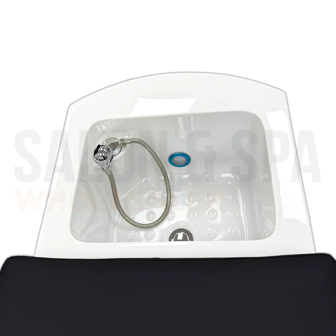 Detail image of the foot basin on the SSW M35 Electric Japanese Head Spa Massage Bed.