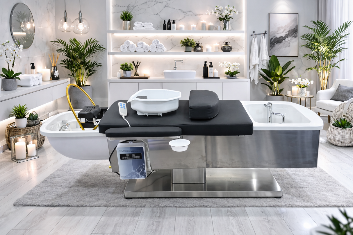 Lifestyle image of the SSW M35 Electric Japanese Head Spa Massage Bed