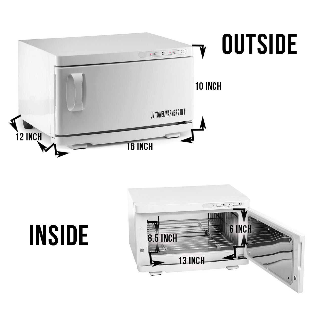 Image shows the dimensions of SSW MS-4049 Hot Towel Warmer.