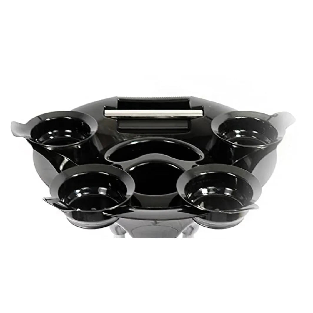 T0144-C | Tray with 4 Bowls | Beauty Salon Trolley Black | Portable Utility Cart | Hair Salon Accessories Tray SSW