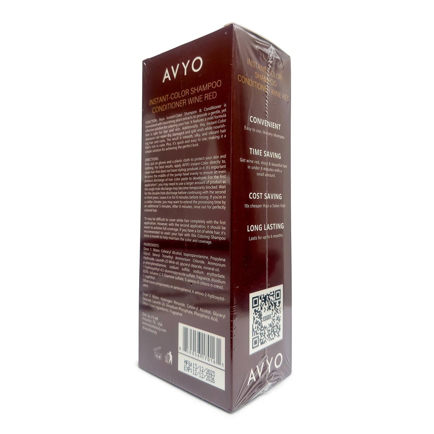 Wine Red | Instant-Color Shampoo Conditioner | 5 in 1 | 500 mL - 16.91 fl.oz. | AVYO SHAMPOO AVYO