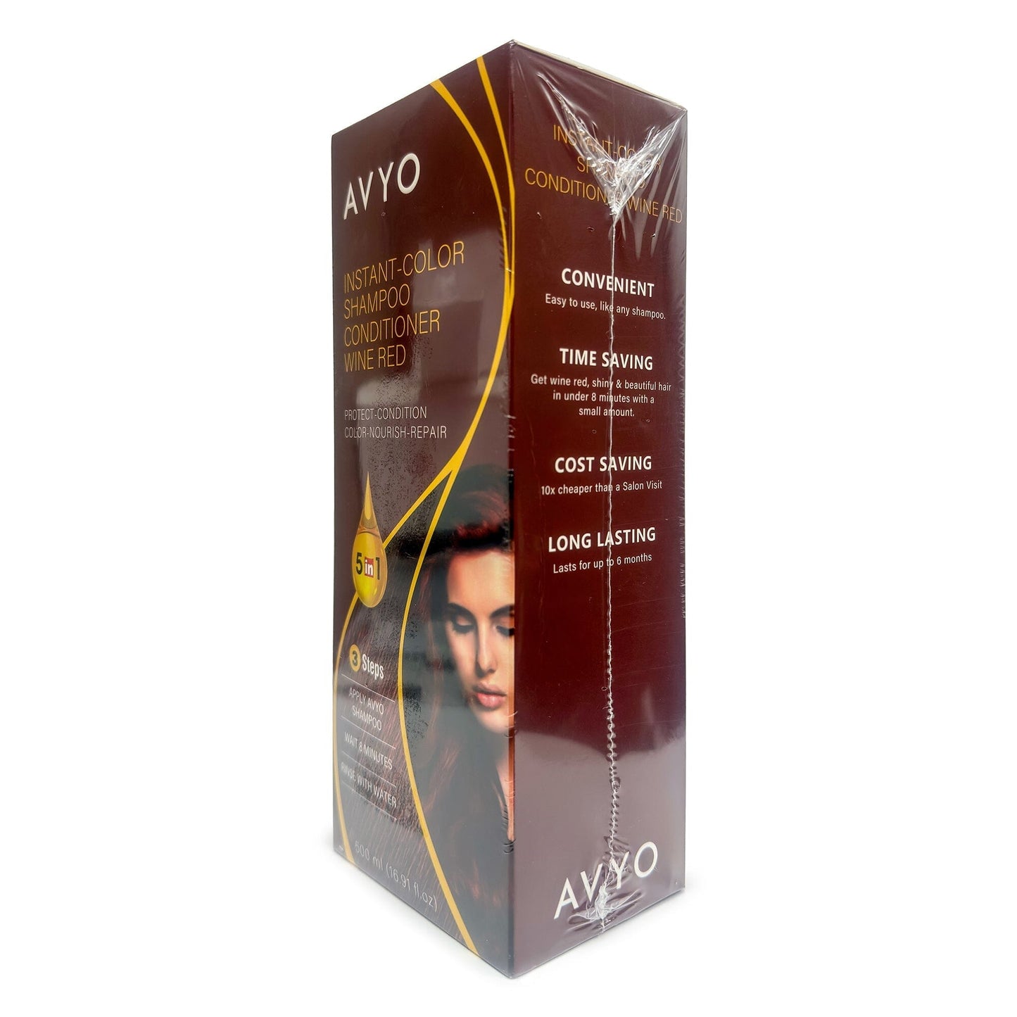 Wine Red | Instant-Color Shampoo Conditioner | 5 in 1 | 500 mL - 16.91 fl.oz. | AVYO SHAMPOO AVYO