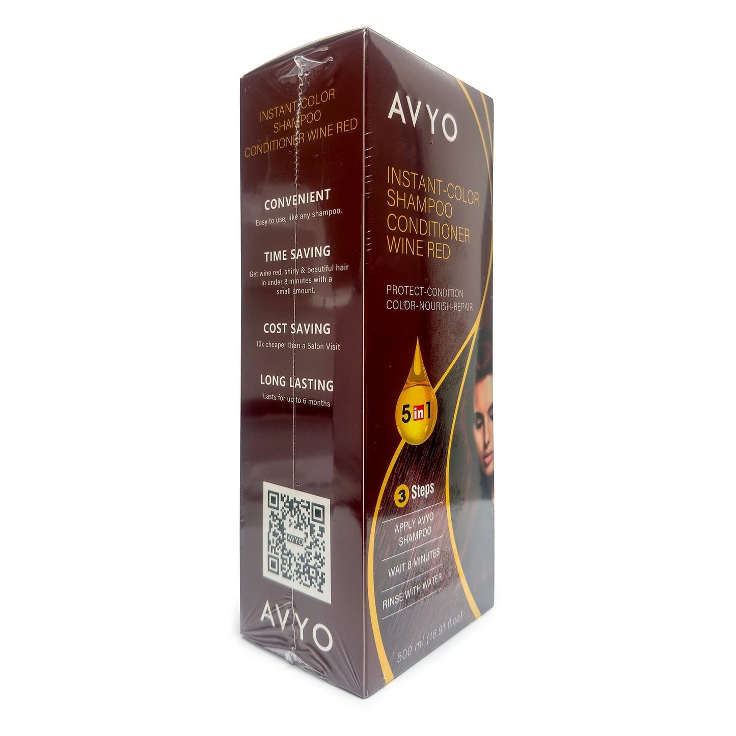 Wine Red | Instant-Color Shampoo Conditioner | 5 in 1 | 500 mL - 16.91 fl.oz. | AVYO SHAMPOO AVYO