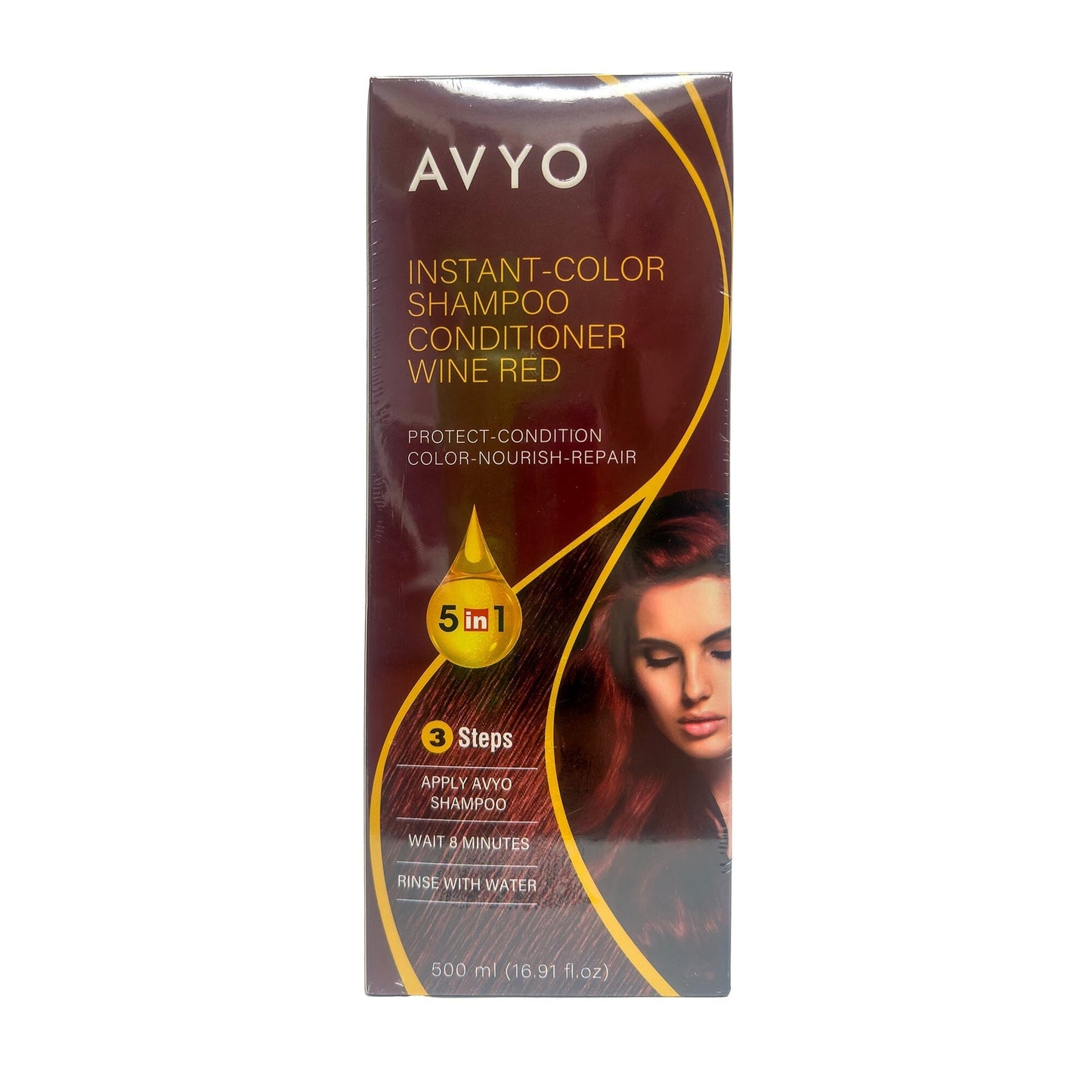 Wine Red | Instant-Color Shampoo Conditioner | 5 in 1 | 500 mL - 16.91 fl.oz. | AVYO SHAMPOO AVYO