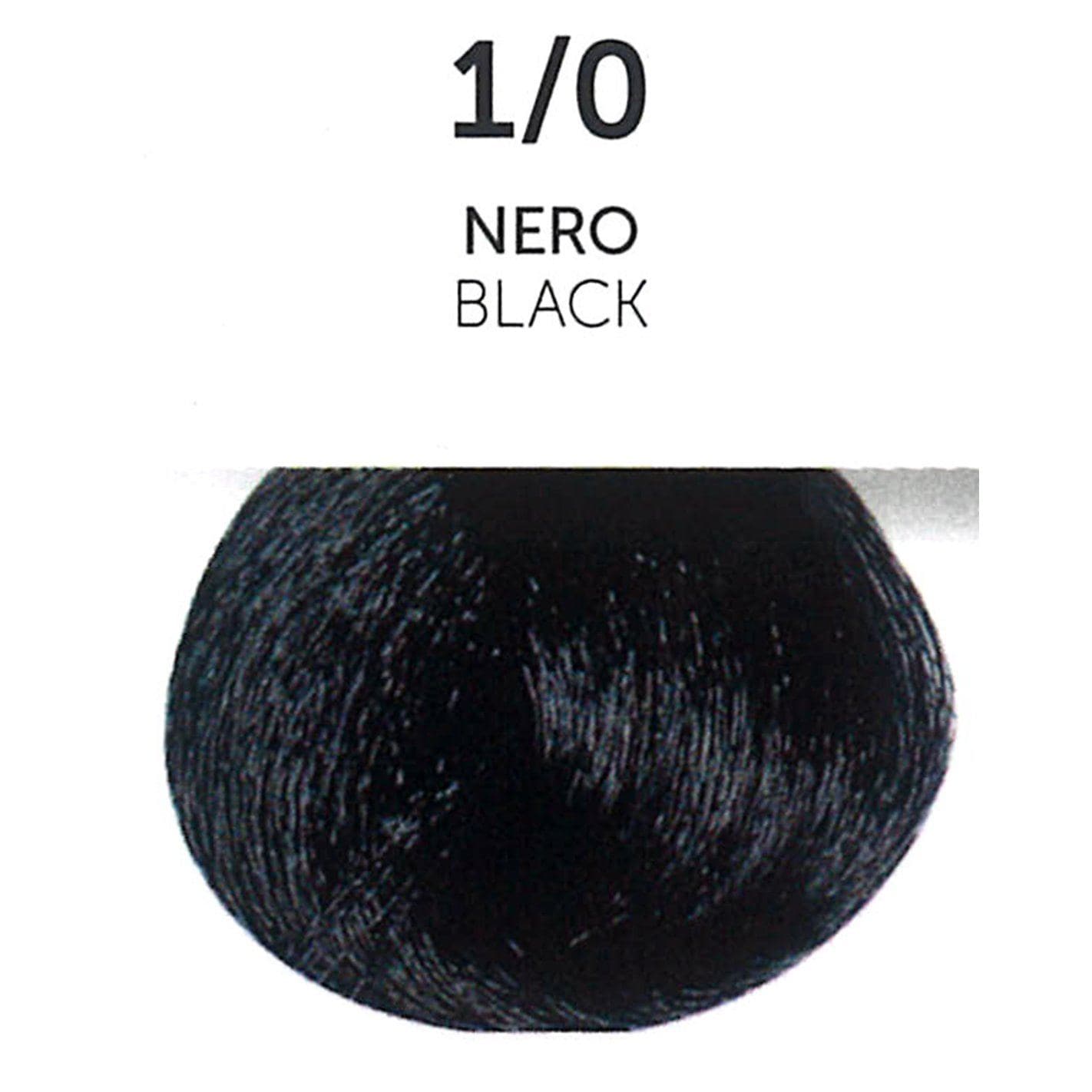 Perlacolor 1/0 Black Permanent Hair Dye 100 ml - Long-lasting color for salon treatments.